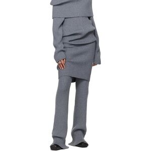 AlainPaul Grey Melange Rib Knit Warmup Pants